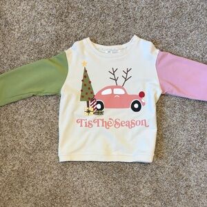 Festive Sweatshirt with Car and Tree Design